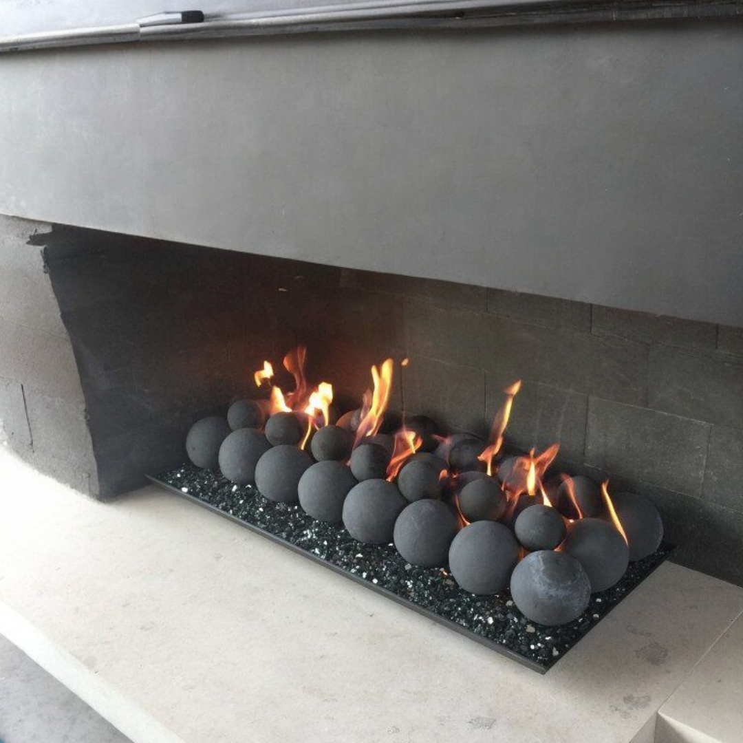 Black ceramic fire balls for gas fire pits